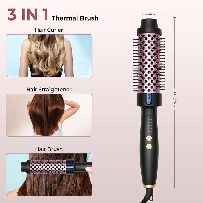 UKLISS Hairstyler 5 в 1: Фен-щітка, плойка, випрямляч для волосся (Чорно-рожевий)