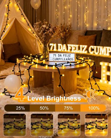 Світлодіодна гірлянда Kinamy для вулиці на батарейках, 20м (2x10м), 100 LED, акумулятор 3600mAh, перезарядна