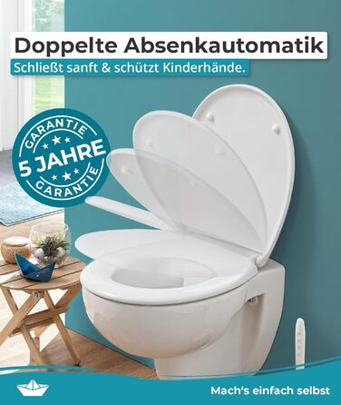 Сидіння для унітаза Calmwaters з мікроліфтом (гігієнічний Duroplast), овальна кришка для унітаза білого кольору, витримує до 250 кг, легкий монтаж, Made in EU
