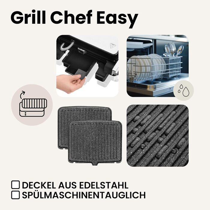 Електрогриль-тостер ZEEGMA Grill Chef Easy 2-в-1, 2000 Вт, керамічне антипригарне покриття, регульована температура та кут нахилу, можна мити в посудомийній машині