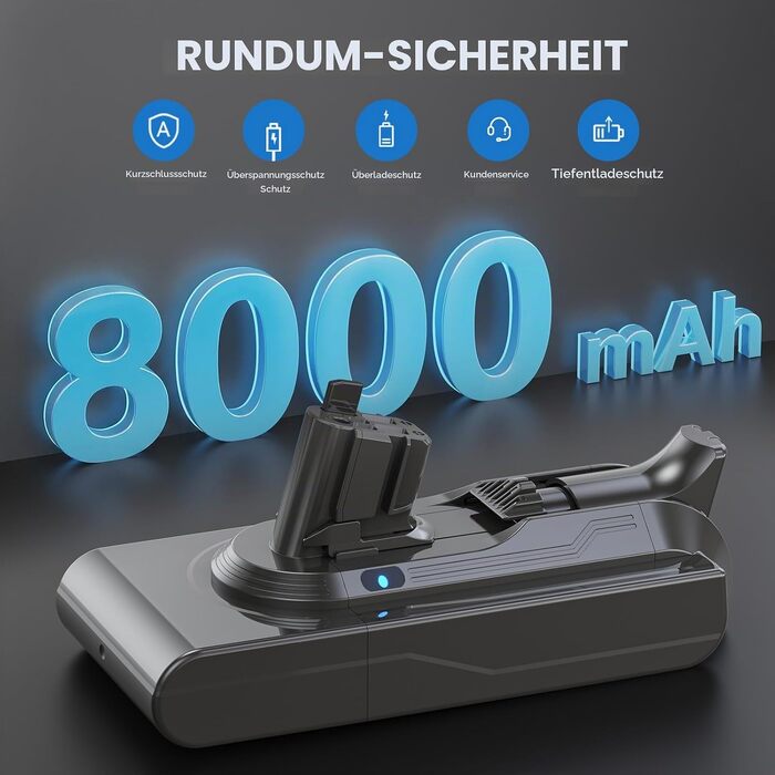 Акумулятор Morpilot V8 8000mAh для пилососів Dyson Absolute Animal Motorhead Exclusive Fluffy (V11 8.0Ah) з 3 фільтрами