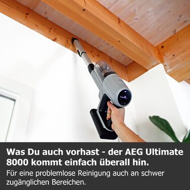 AEG Ultimate 8000 AP81UB25UG Бездротовий пилосос 2в1 для підлоги та ручний, 3 режими, автоматичний режим, LED підсвітка, телескопічна трубка, самоочищення щітки, 25,2 В, сірий