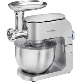 Кухонна машина 2в1 ProfiCook PC-KM 1151 з м'ясорубкою, 1300 Вт, 6,5 л, алюмінієвий корпус, 8 швидкостей, нержавіюча чаша, комплект насадок