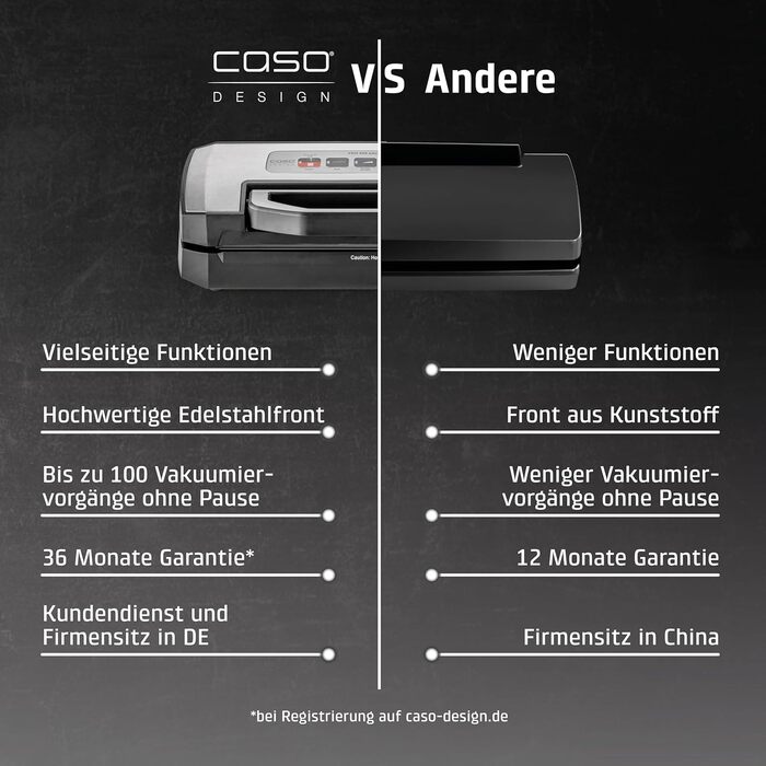 Вакууматор CASO advanced Pro (VRH 490) з функцією CASOTEK Liquid, подвійним швом та набором пакетів, професійний вакуумний пакувальник