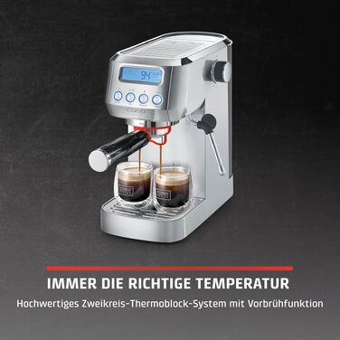 Кавомашина еспресо CASO EspressoGourmet Crema: професійна кавоварка з піною для молока, нержавіюча сталь, 20 бар, ULKA-помпа, для кави в зернах та ESE-падів