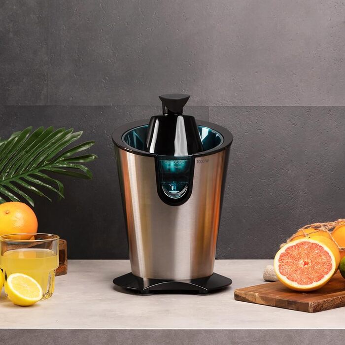 Цитрусовижималка електрична Cecotec EssentialVita PowerFresh 1000 Inox - 1000 Вт, нержавіючий фільтр, конуси, система запобігання краплин, легке очищення