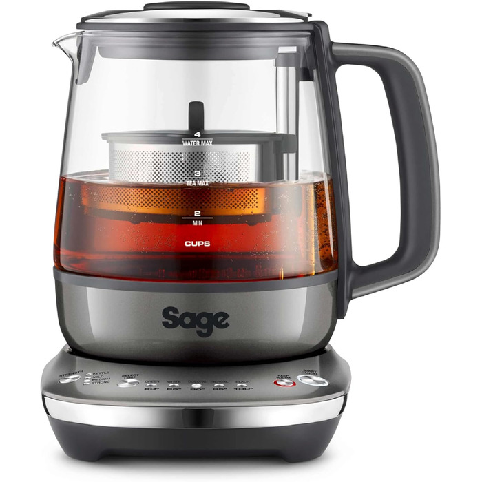 Чайник Sage The Tea Maker Compact, 1 л, скло, копчений гікорі