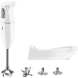 Бездротовий блендер bamix cordless PLUS, 250 Вт, 3 швидкості, набір з мультиножем, вінчиком і диском для збивання, нержавіюча сталь, Швейцарія, білий