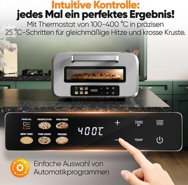 Електрична піч для піци ProfiCook PC PO 1323 з піцельним каменем, до 400°C, з лопаткою для піци