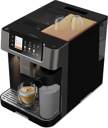 Кавомашина автоматична Grundig KVA 8230, 19 бар, сталева кавомолка, капучинатор, підігрів чашок, чорний/сріблястий