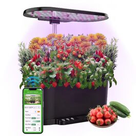 Smart Herb Garden: Гідропонна система для вирощування зелені в приміщенні з LED підсвіткою (15 горщиків, 5.5л, чорна)