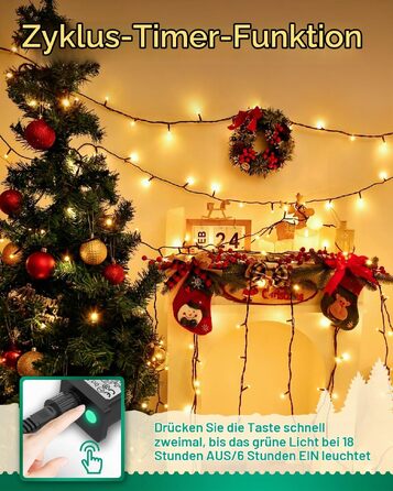 Світлодіодна гірлянда Dalugo для вулиці 50м, 500 LED теплий білий колір, водонепроникна новорічна ілюмінація з таймером та 8 режимами світіння