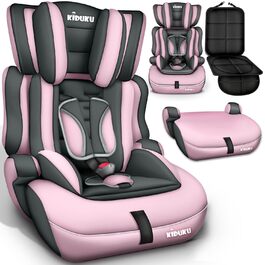 Автокрісло KIDUKU® 9-36 кг (1-12 років) 3-в-1 ECE R129/03, група 1/2/3, з підкладкою, сірий/рожевий