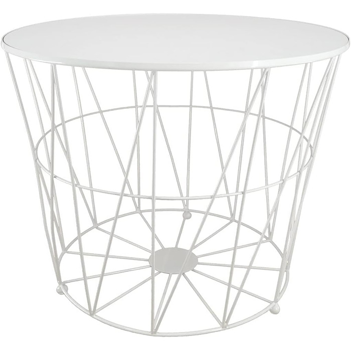 Журнальний стіл PrimoLiving Design XL, білий металевий кошик з дерев'яною кришкою, 50x40 см, стіл з місцем для зберігання, сучасний декор