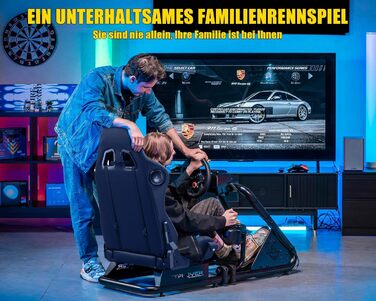 GTPLAYER Симулятор кокпіт для гонок, стійка для керма та педалей, з динаміками, чорний