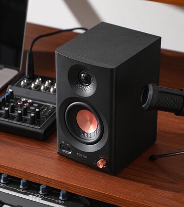 Edifier MR3 - Компактні студійні колонки 2.0, Hi-Res Audio, Bluetooth 5.4, RCA, AUX, керування через додаток, 2 x 18W, Чорний
