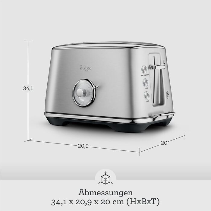 Тостер Sage Toast Select Luxe на 2 скибки з LED-таймером, нержавіюча сталь
