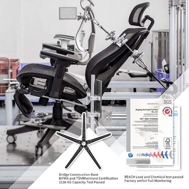 Ергономічне офісне крісло HOMESTOOL з 2-осьовою регульованою поперековою підтримкою, сітчасте крісло для комп'ютера, високою спинкою, водоспадним сидінням, навантаження до 150 кг