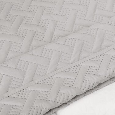 Плед Woltu 70x20 см, Patchwork, двосторонній, з мікрофібри, стеганий, для ліжка/софи, 220x240 см (світло-сірий)