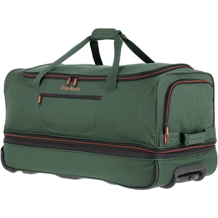 Дорожня сумка на колесах Travelite Basics Duffle L, 98-119 л, 70 см, Зелено-помаранчева