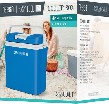 Портативний термоелектричний холодильник-термос Teesa TSA5004.1 20 л для авто, кемпінгу, риболовлі, з функцією підігріву, живлення 12В/220В