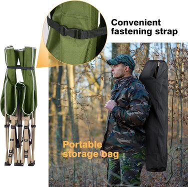 Складне польове ліжко Overmont 190x71x36 см, до 250 кг, 2400D Оксфорд, з бічною кишенею і сумкою, для кемпінгу, саду та офісу