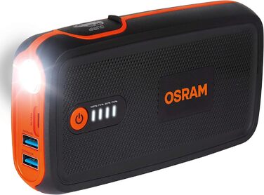 Osram BATTERYstart 400: Літієвий пусковий пристрій 2000A 12V з Powerbank, для бензинових та дизельних двигунів до 8L/4L, 16800mAh