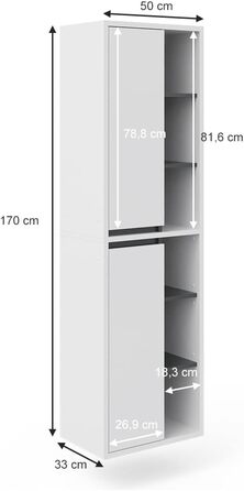 Шафа для ванної Vicco Viola, біла, 50x170 см