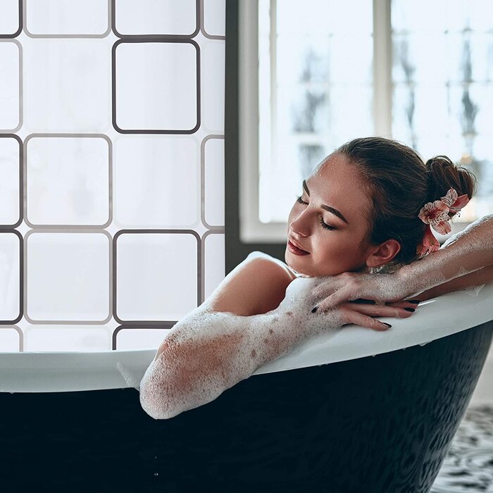 Водонепроникна шторка для душу Relaxdays Square, ретро, напівпрозора, для ванни та душу, стельове кріплення, 160x240 см