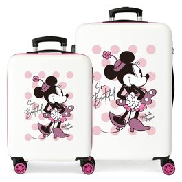 Набір валіз Disney Minnie Mouse Have A Good Time рожевий, ABS-пластик, 55 та 65 см, з кодовим замком та 4 подвійними колесами, 56л
