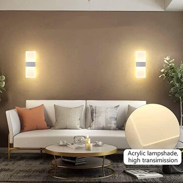 Світильник настінний LED Lightsjoy 12W, сучасний, тепле світло, бездротовий, для коридору, спальні, вітальні, сходів