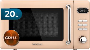 Мікрохвильова піч Cecotec Proclean 3010 Retro, 20 л, 700 Вт, механічна, 6 режимів, таймер до 30 хв, режим розморожування, вінтажний дизайн, зелений, сталевий корпус