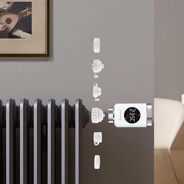 Розумний термостат для радіатора SALCAR TRV801W WiFi LCD, сумісний з Alexa та Google Home, Tuya Smart, без шлюзу