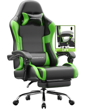 Ігрове крісло Dowinx Ergonomic Gaming Chair з підставкою для ніг, регульованими підлокітниками, навантаження до 150 кг, колір Зелений Pro