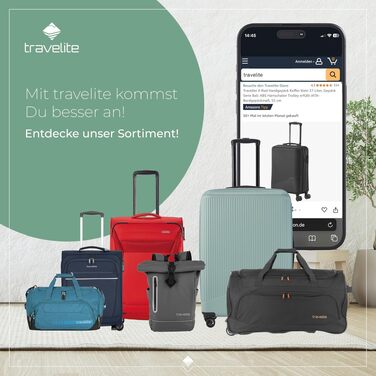 Дорожня сумка на колесах Travelite Basics Duffle L, 70 см, 98-119 л, чорно-помаранчева