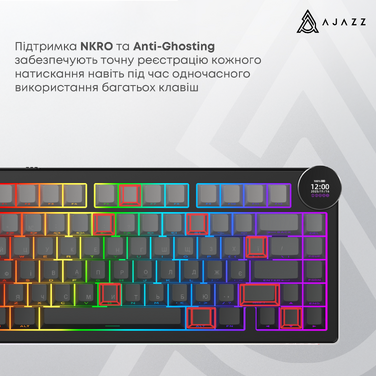 Бездротова механічна клавіатура Ajazz AK820 V2 White Peach Switch (AK820-V2-WP-S-BG)