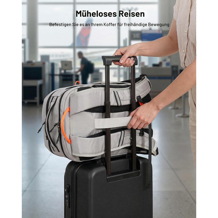 Рюкзак для ноутбука Tolaccea 30L, 15.6 дюймів, діловий дорожній рюкзак для ручної поклажі, світло-сірий