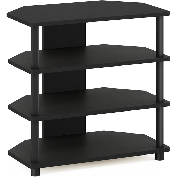 ТВ-тумба Furinno з 4 полицями, чорна, дерево, 37×60×59 см