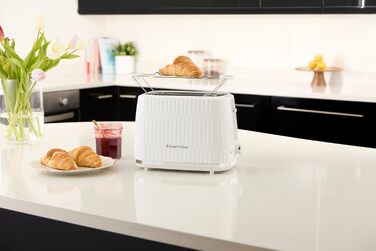 Тостер Russell Hobbs Eden для 2 скибок, білий - 6 режимів підсмажування, розморожування, підігрів, підйом, лоток для крихт