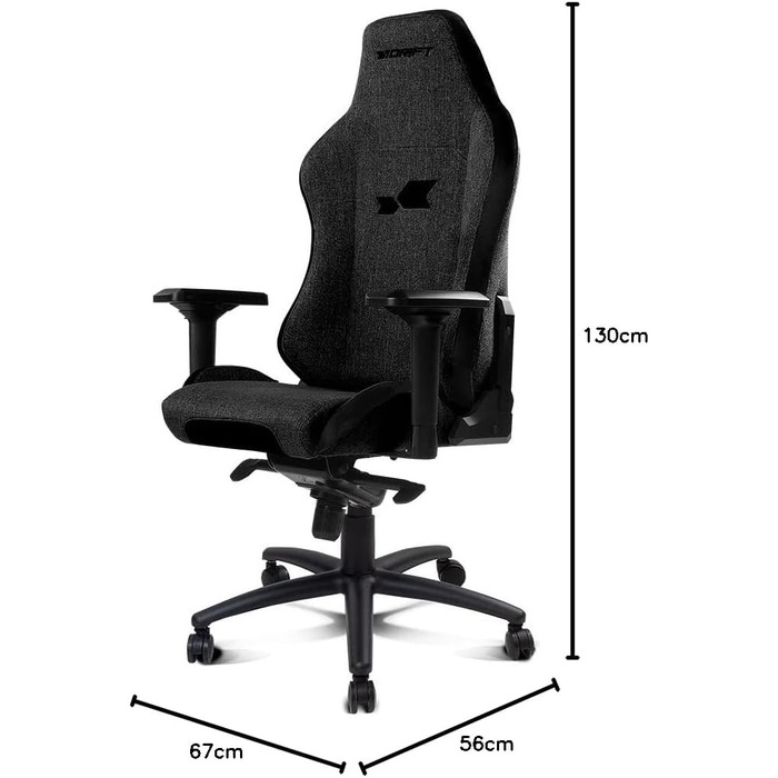 Ігрове крісло DRIFT GAMING DR275NIGHT, чорне, тканина з оксамитовим покриттям, 4D регульовані підлокітники, механізм «жаба», клас 4, обертове
