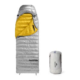 Ультралегкий спальний мішок Naturehike CW400 RDS пух, 4 сезони, компактний для кемпінгу та подорожей, сірий, розмір M (температура комфорту 6°C)