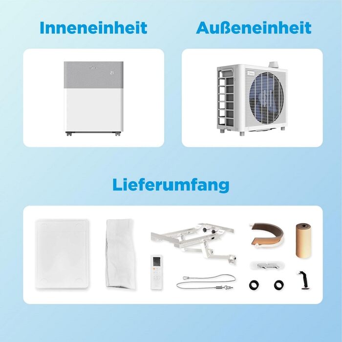 Мобільний кондиціонер Midea PortaSplit-E 12000 BTU (3.5 кВт), охолодження A++/обігрів A+, персиковий, до 42 м² - тихий режим 39 дБ