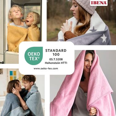 Плед IBENA Porto 150x200 см, коричневий, м'який та легкий у догляді, бавовняна суміш