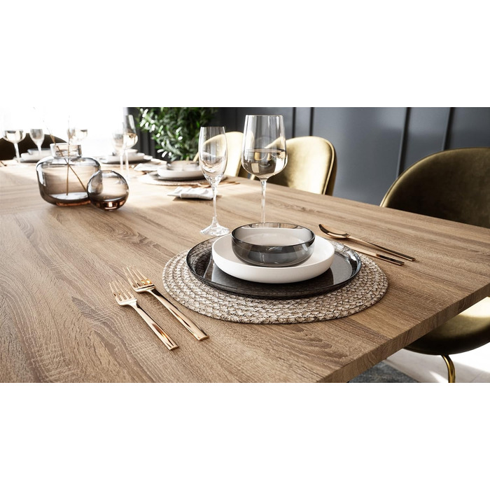 Розсувний обідній стіл Newfurn, 160-200 см, антрацит, Сонома, сучасний дерев'яний стіл для їдальні та кухні, 160x75x90 см