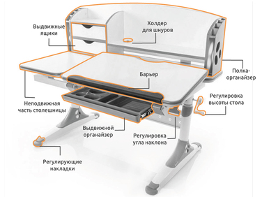 Дитячий стіл Evo-kids Aivengo (L) сірого кольору (арт. Evo-720 WG)
