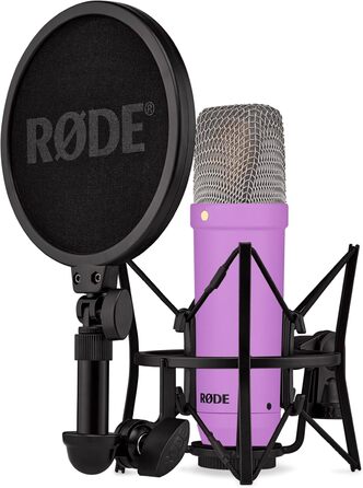 RØDE NT1 Signature Series – студійний конденсаторний мікрофон з великою діафрагмою, шоковим кріпленням, поп-фільтром та XLR-кабелем для музики, вокалу, стрімінгу та подкастингу, фіолетовий