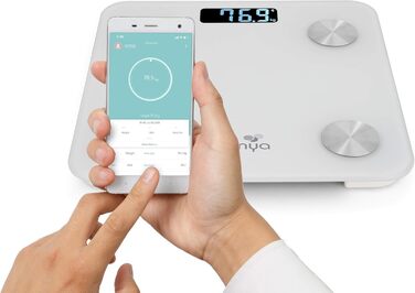 Смарт-ваги Senya з Bluetooth, скляні, білий, контроль ваги через додаток Fitday, модель SYWB-S007