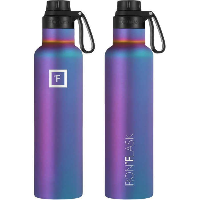 Термофляга IRON °FLASK Edelstahl 710 мл Aurora: Металева пляшка для води з 3 кришками, ізольована, не протікає, для спорту, школи, фітнесу, кемпінгу