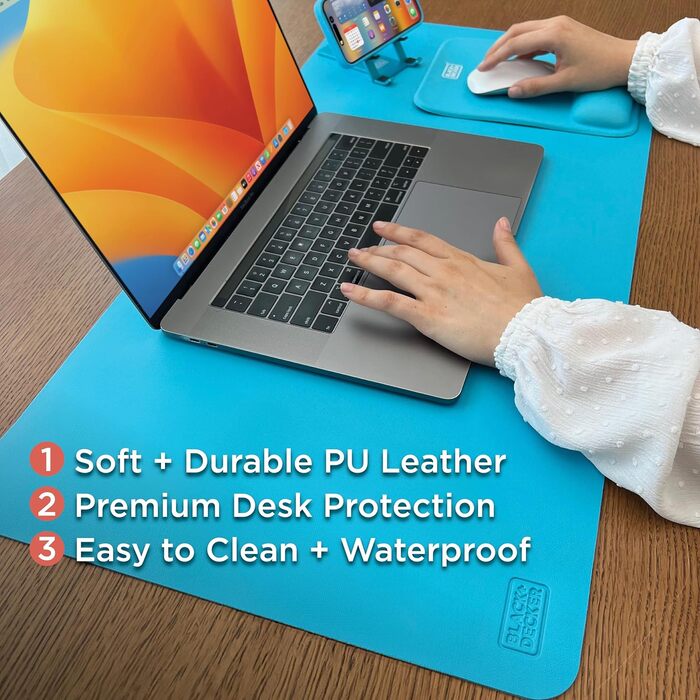 Килимок для миші та клавіатури Black+Decker Loch Ness Mid Size (16x32 дюйми) — захисний настільний organizer з екошкіри для геймінгу та офісу