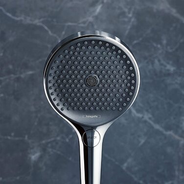 Душова лійка Hansgrohe Rainfinity з ручним душем, 3 режими струменя, антивапнясте покриття, круглий дизайн (130 мм), хром